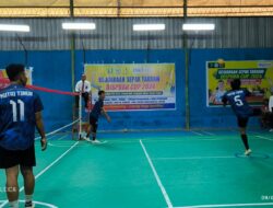 Pertandingan Pembuka Sepak Takraw Dispora Cup 2024 se Kutai Timur Dimenangkan Muara Wahau B Usai Lawan Rantau Pulung A