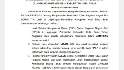 Hasil Seleksi CPNS Kutai Timur 2024 Diumumkan, Bersiap untuk Tahap Selanjutnya!