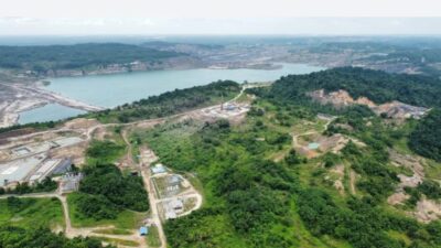 Foto udara lokasi pengeboran sumur LSE-P715 milik PT PHSS di Sanga-sanga, Kukar. (Dok. JATAM Kaltim)